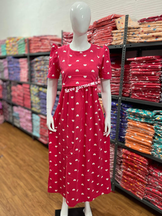 Zipless maternity and feeding wear - Full Length pink heart