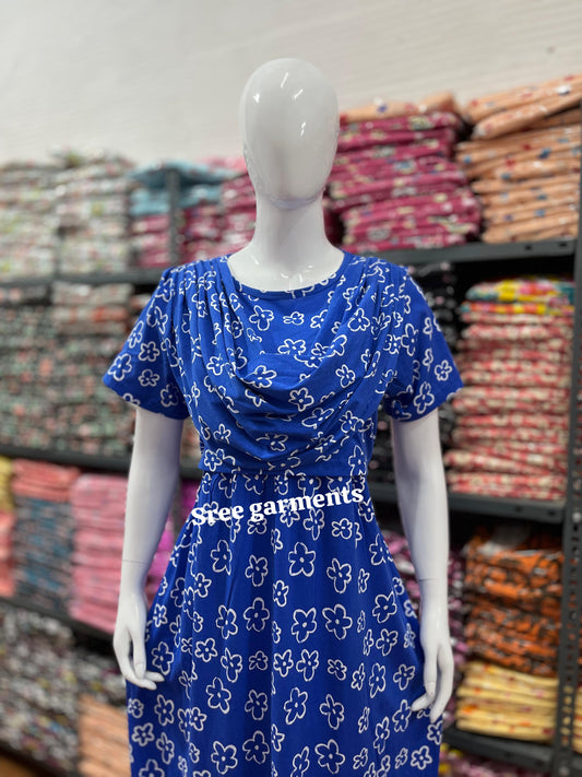 Shawl Type Zipless Maternity Wear Full Length blue